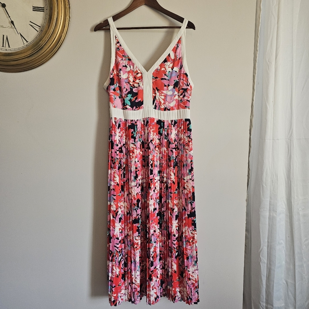 KatherineKelly Long Floral Pleated Maxi Dress Wedding Summer Cocktail Sleeveless